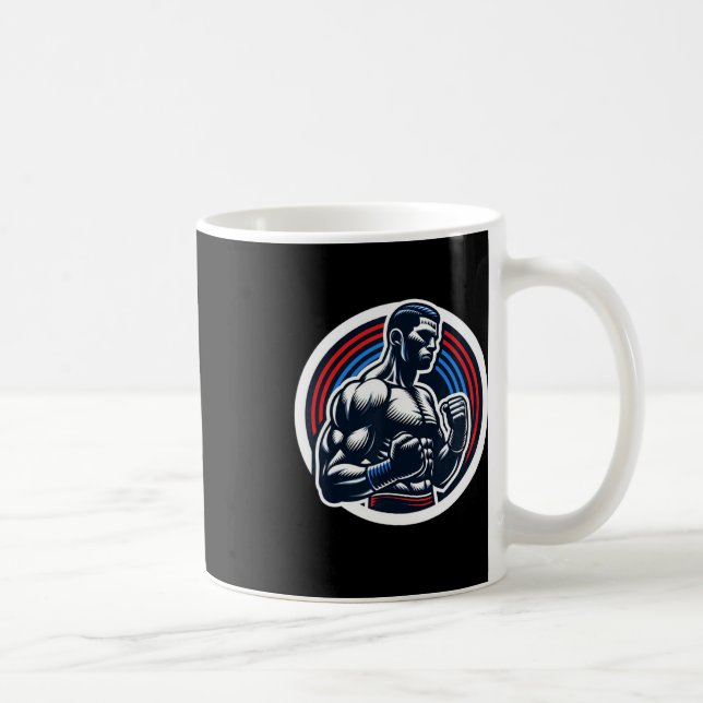 Mug Boxe Logo Boxer Forte Boxer Noir Rouge Et Bleu Sil (Droite)