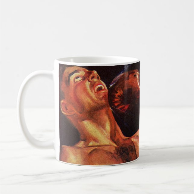Mug Boxe sportive vintage, boxeurs frappant combat (Gauche)