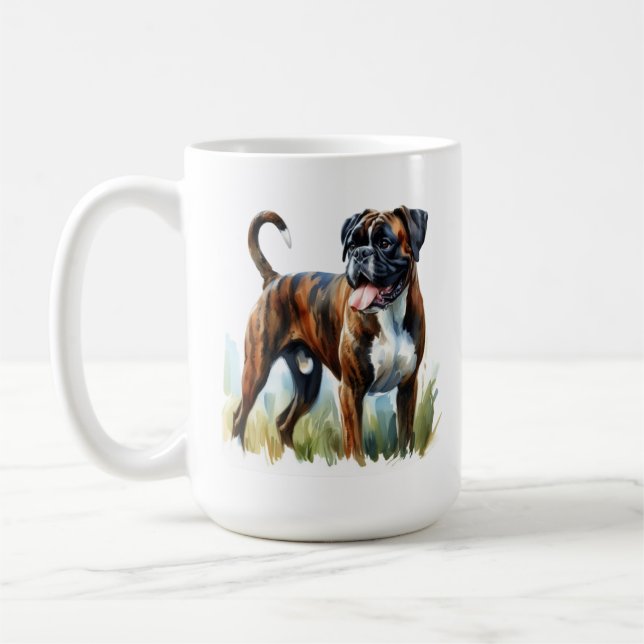 Mug Boxer à broches en aquarelle (Gauche)