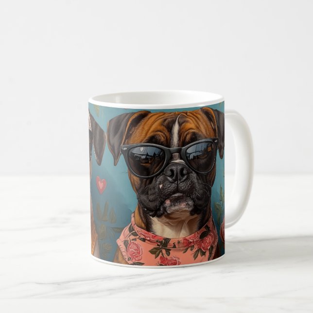 Mug Boxer avec coeur Roses Saint-Valentin (Devant droit)