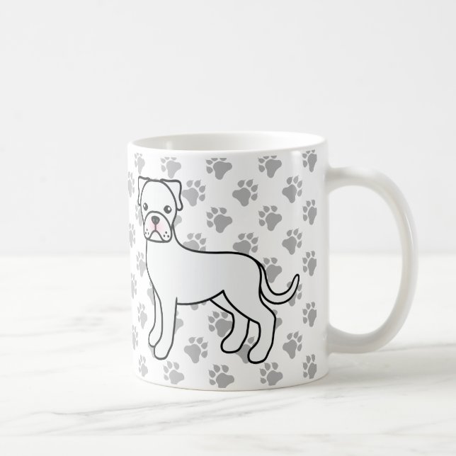 Mug Boxer Blanc Chien de Dessin Animé Mignon (Droite)