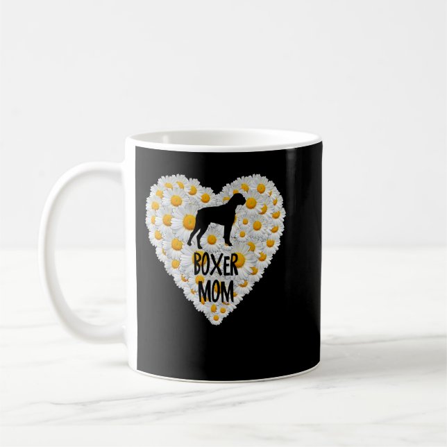 Mug Boxer Chien Maman sur l'amour Coeur Blanc Fleurs d (Gauche)