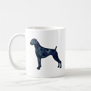 Mug Boxer Chien Oreilles naturelles Noir Aquarelle Sil