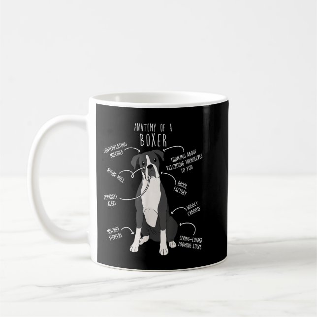 Mug Boxer Chien Reverse Brindle Seal Anatomie drôle mi (Gauche)