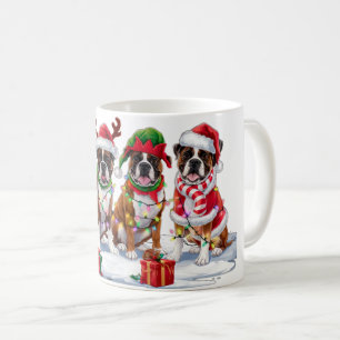 Mug Boxer chien Santa chapeau bois luge de Noël