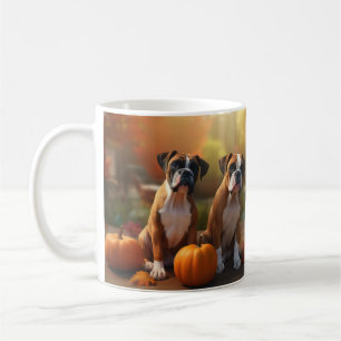 Mug Boxer Chiot Automne Citrouille de plaisir
