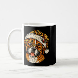 Mug Boxer de Noël drôle avec chapeau de Père Noël léop