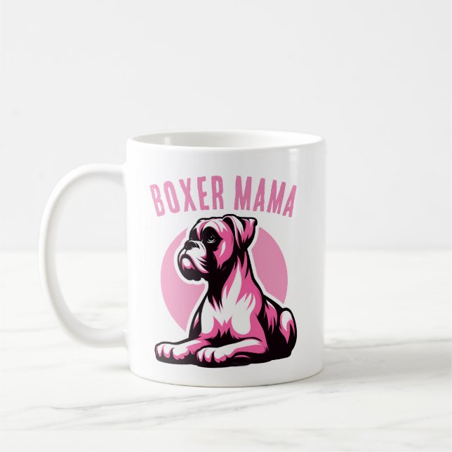 Mug Boxer Mama : Joli Chien Rose Boxer Silhouette (Gauche)
