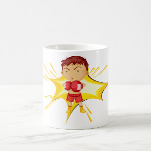 Mug Boxer pour enfants en gants et shorts rouges