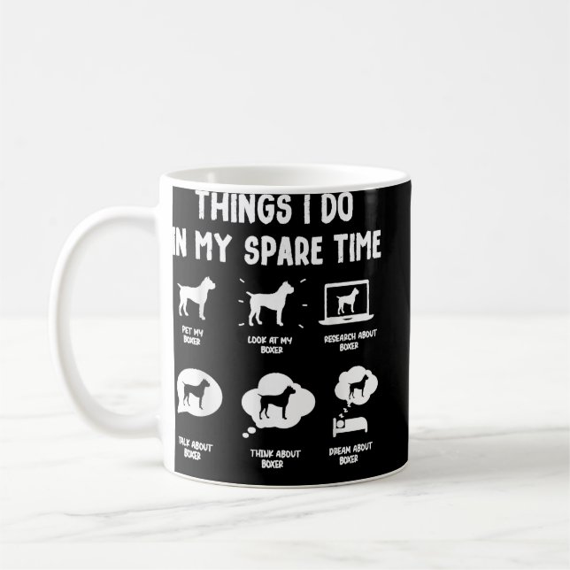 Mug Boxer Things Do Spare Time Funny Dog Mom Dad (Gauche)