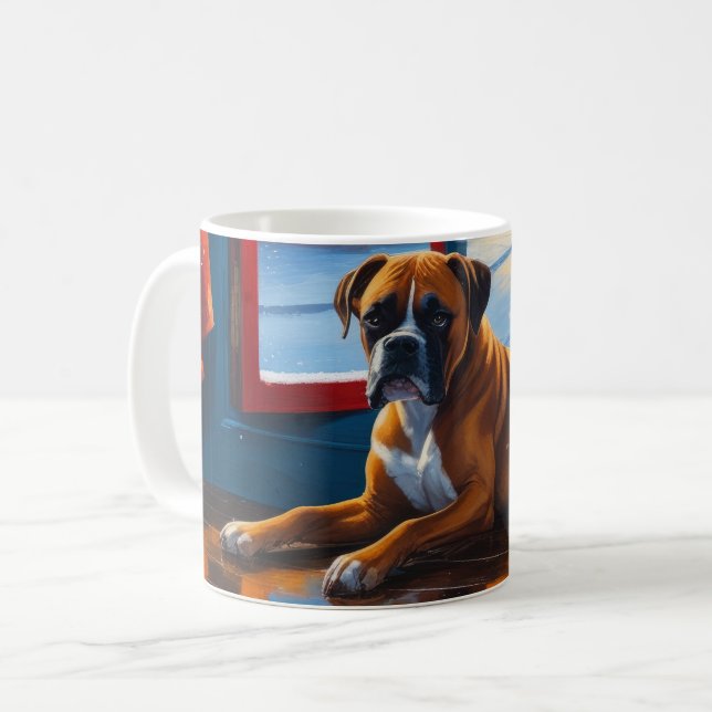Mug Boxeur avec lumières de Noël vacances (Devant gauche)