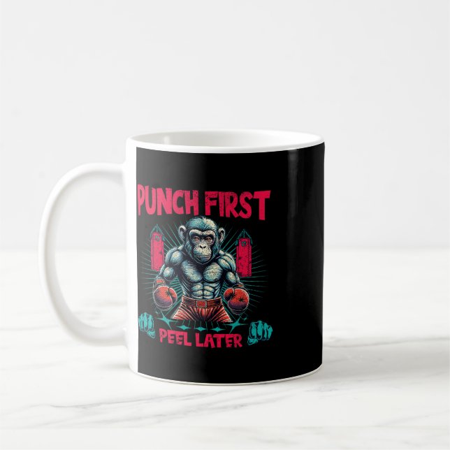 Mug Boxeur faisant le singe coup de poing premier boxe (Gauche)