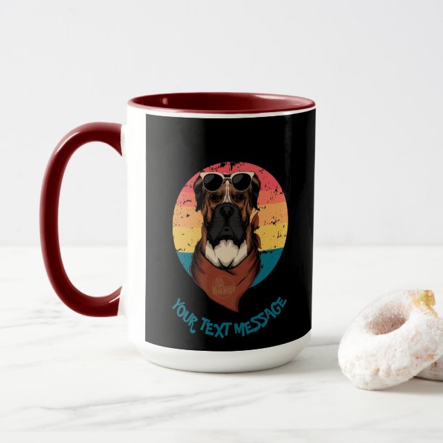 Mug Boxeur Votre Message Textuel (Avec donut)
