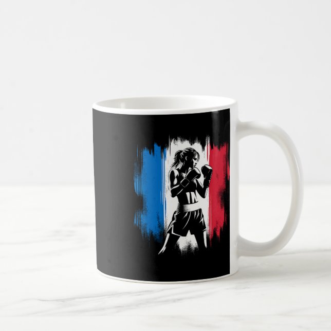 Mug Boxeuse drapeau France - Kickboxing féminin  (Droite)