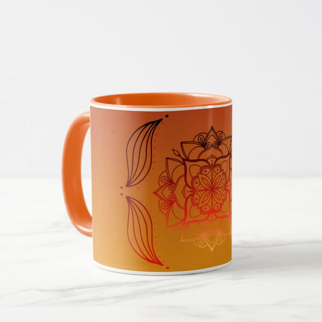 Mug Braises Éthérées – Œuvre d'art Florale Rouge et Or (Devant gauche)