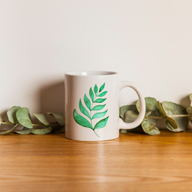 Mug Branche d'aquarelle simple - vert (Créateur téléchargé)