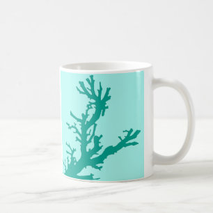 Mug Branche de corail - turquoise et aqua
