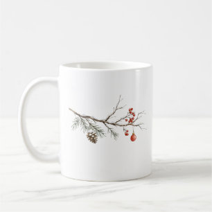 Mug Branche de Noël enneigée avec ornement pour Noël