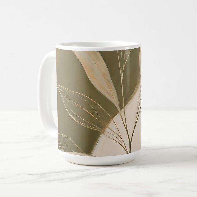 Mug Branche d'olive élégante abstraite (Devant gauche)