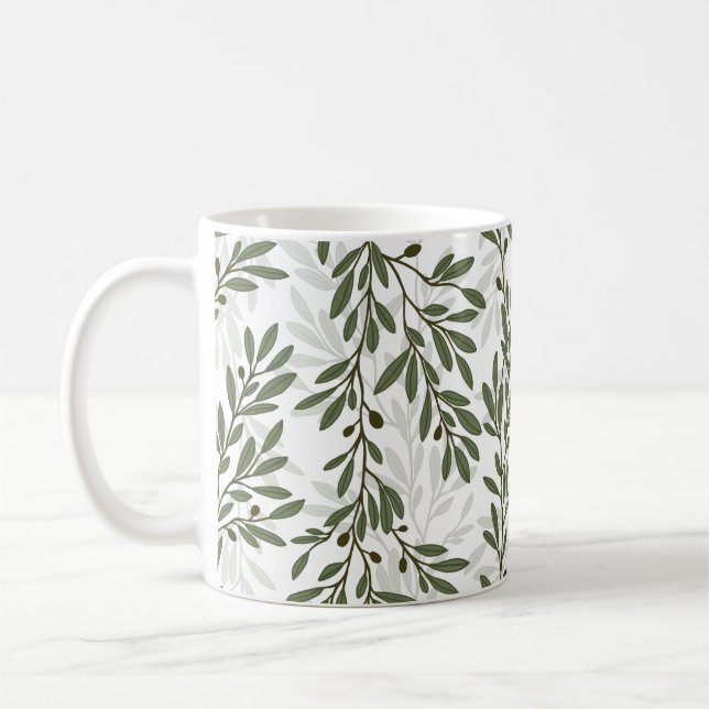 Mug Branche d'olivier vert Motif méditerranéen (Gauche)