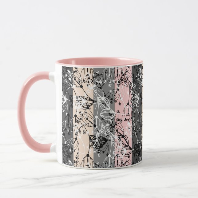 Mug Branche feuille Abstraite rétro petites fleurs flo (Gauche)