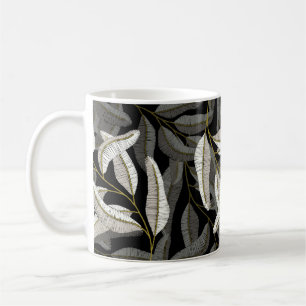 Mug Branches brodées : imprimé noir-blanc.