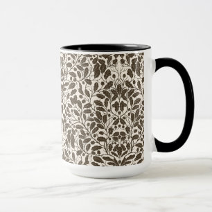 Mug Branches de chêne et feuilles, motif damassé en br