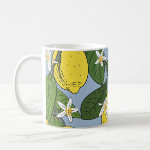 Mug Branches de citron : Illustration Vintage bleue