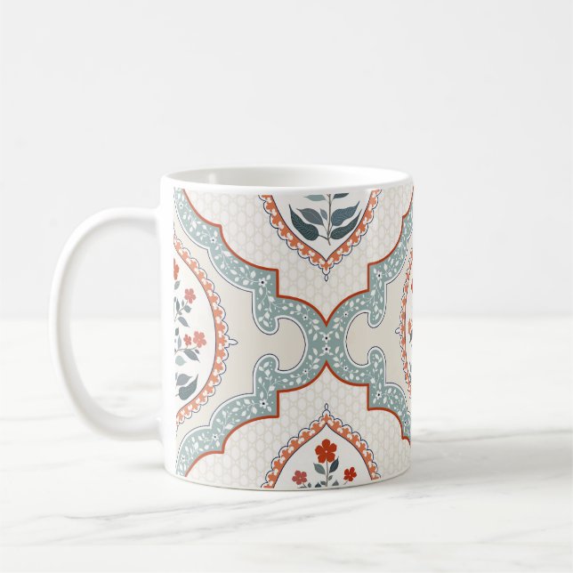 Mug Branches de fleurs vintages, textile indien. (Gauche)