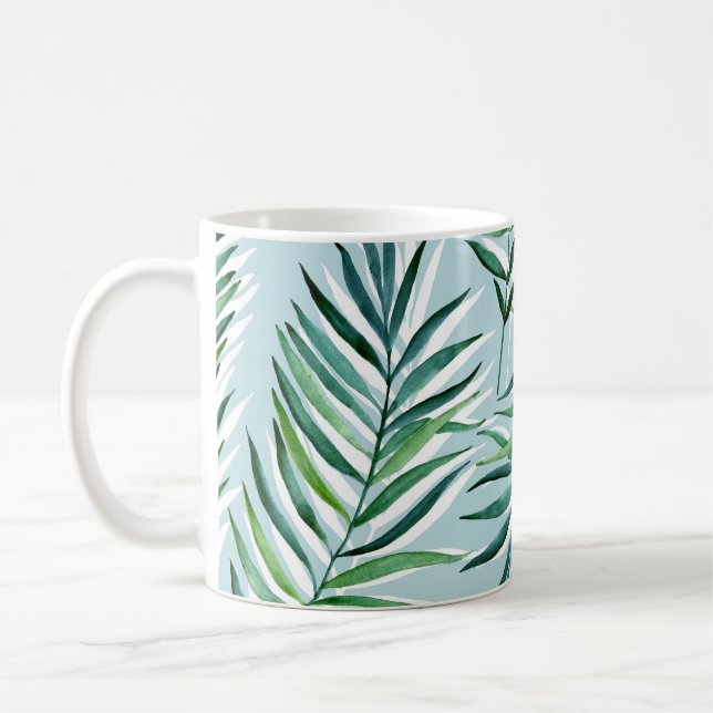 Mug Branches De Palmier, Aquarelle Sans Fil À Main. (Gauche)