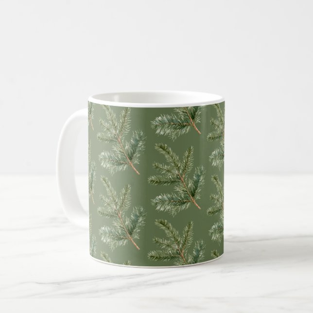 Mug Branches de sapin vert Noël (Devant gauche)