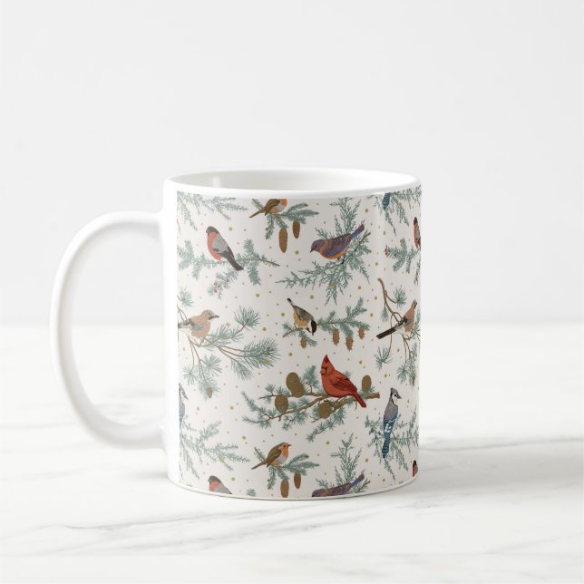 Mug Branches d'oiseaux et de pins d'hiver Motif (Gauche)