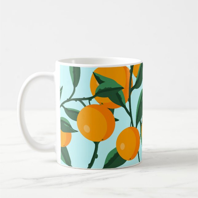Mug Branches d'oranges, agrumes imprimé vintage. (Gauche)