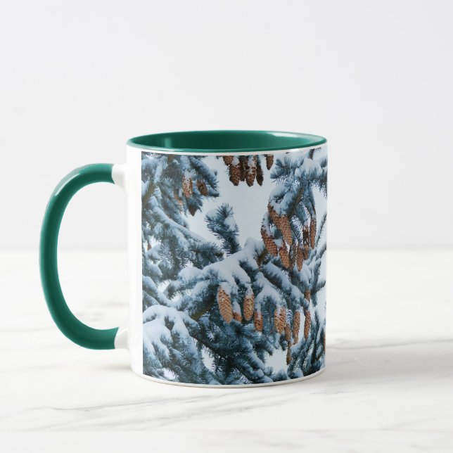Mug Branches et cônes couverts de neige (Gauche)