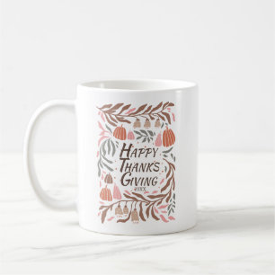 Mug Branches rétro feuille citrouilles tomber Thanksgi