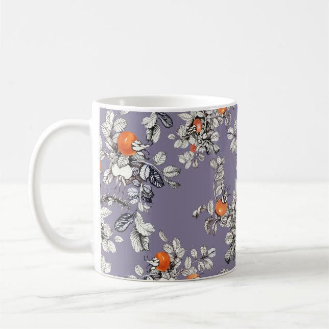 Mug Branches Roses sauvages : Motif pourpre. (Gauche)