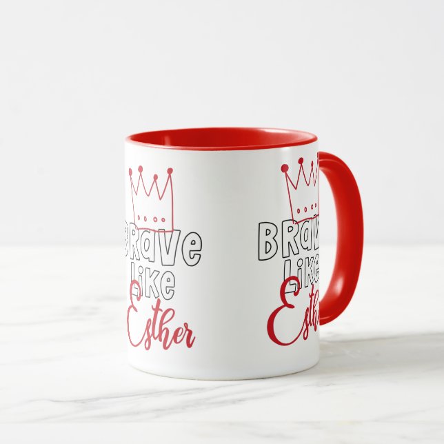 Mug Brave Like Esther - Inspirant Art Juif Purim (Devant droit)