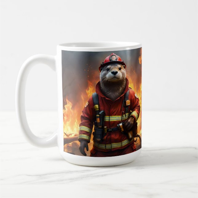 Mug **"Bravoure éclatante : Le pompier Otter"** (Gauche)