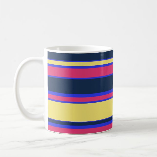 Mug Brayures rose, jaune et bleue (Gauche)