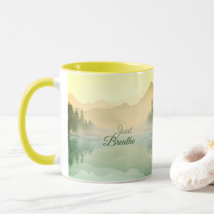 Mug Breathe Mountain Forest Gold Green
