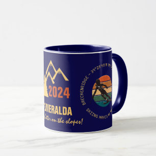Mug Breckenridge, Colorado - Femme Skier, Textt Jaune