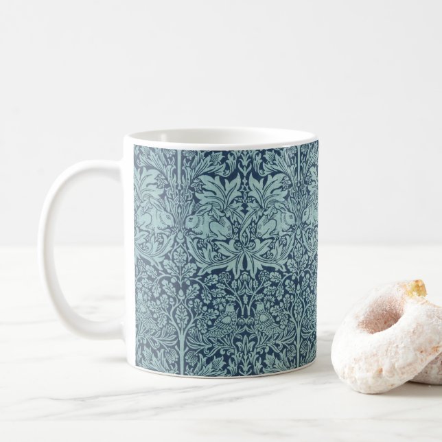 Mug Brer Rabbit par William Morris Motif textile bleu (Avec donut)