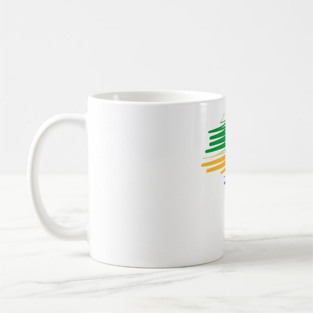 Mug Brésil carte frontière avec drapeau brésilien coul (Gauche)