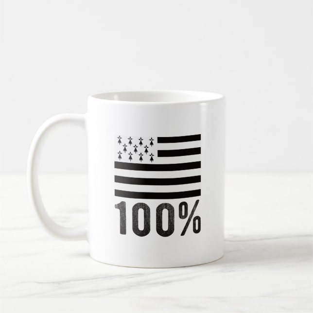 Mug Bretagne 100 % Drapeau Breton (Gauche)