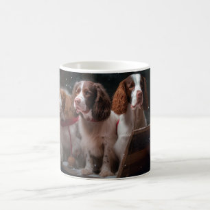 Mug Bretagne Spaniel Snowy Sleigh Décor de Noël
