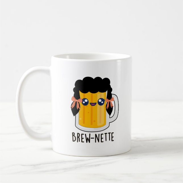 Mug Brew-nette Funny Brunette Pun à bières (Gauche)