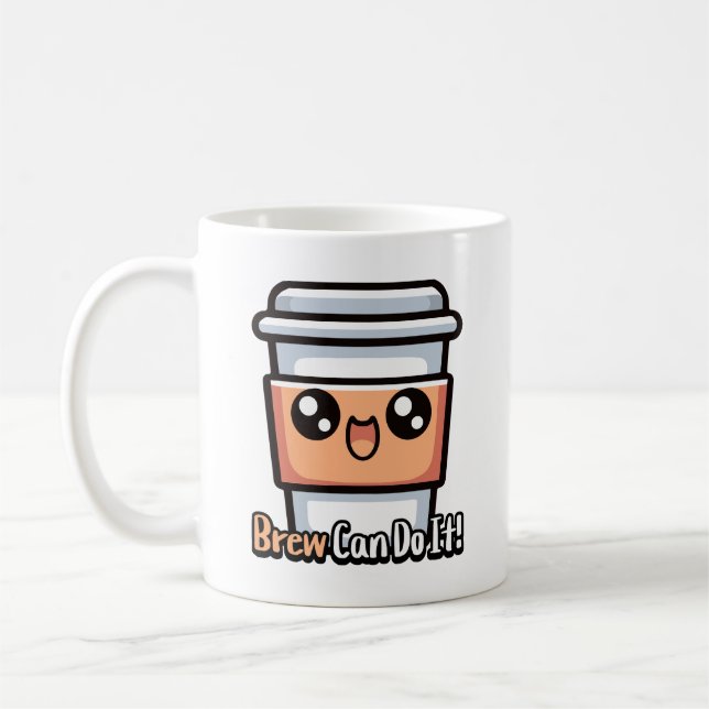Mug Brew Peut Le Faire ! Pun café mignon (Gauche)