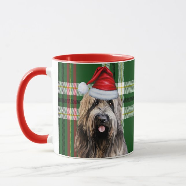Mug Briard Shepherd Chien Vert Vacances Jouées Noël (Gauche)