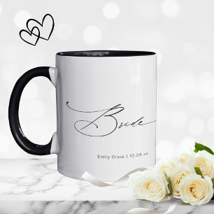 Mug Bride Modern Elegant Script Mariage Nom personnali