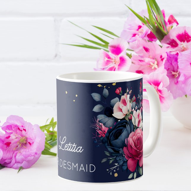 Mug Bridesmaid cadeaux personnalisés nom marine bleu r (Créateur téléchargé)